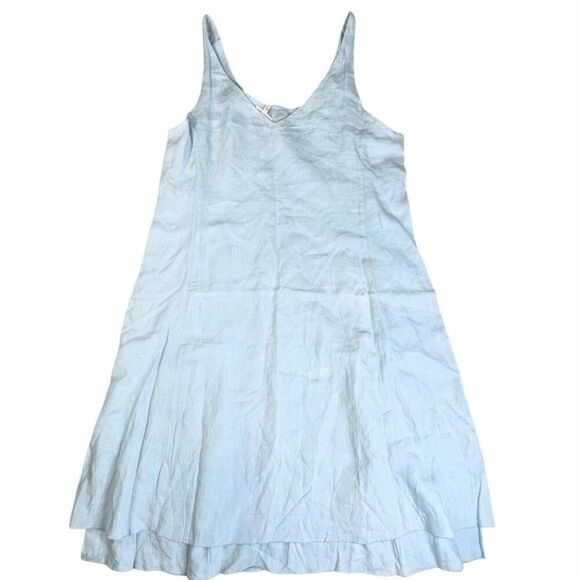Eileen Fisher Sleeveless Layered Irish Linen Dress Blue XL NEW - Picture 3 of 9